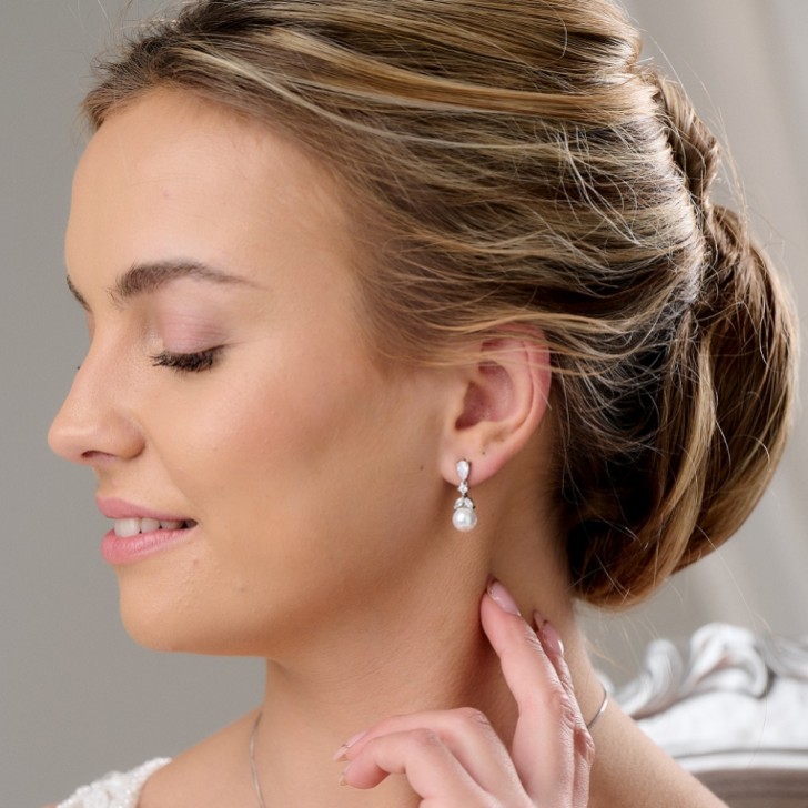 Elegance Crystal and Pearl Wedding Earrings