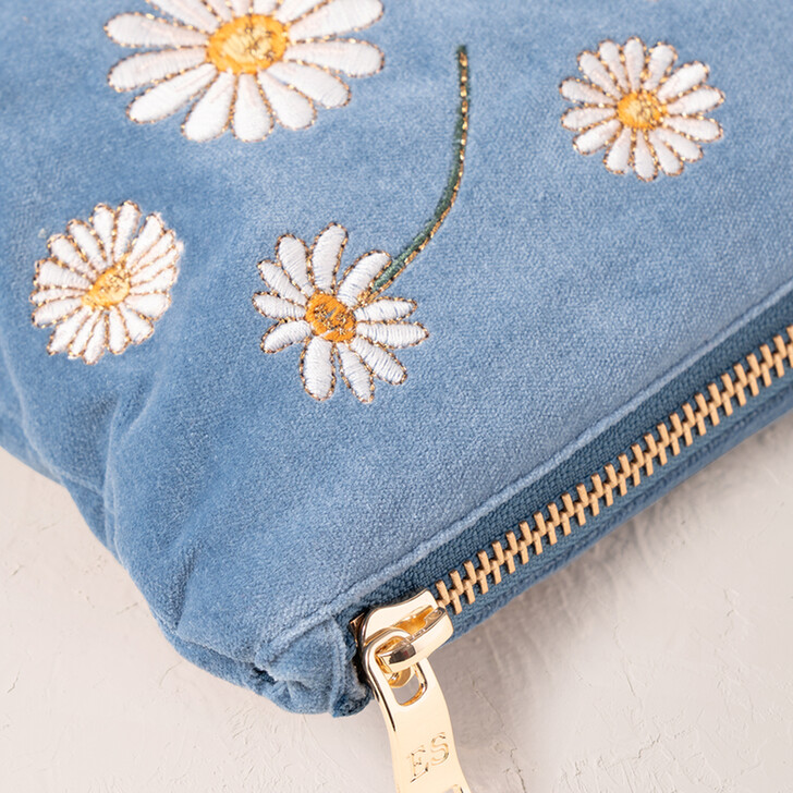 Elizabeth Scarlett Daisy Dream Mama Dusky Blue Velvet Pouch