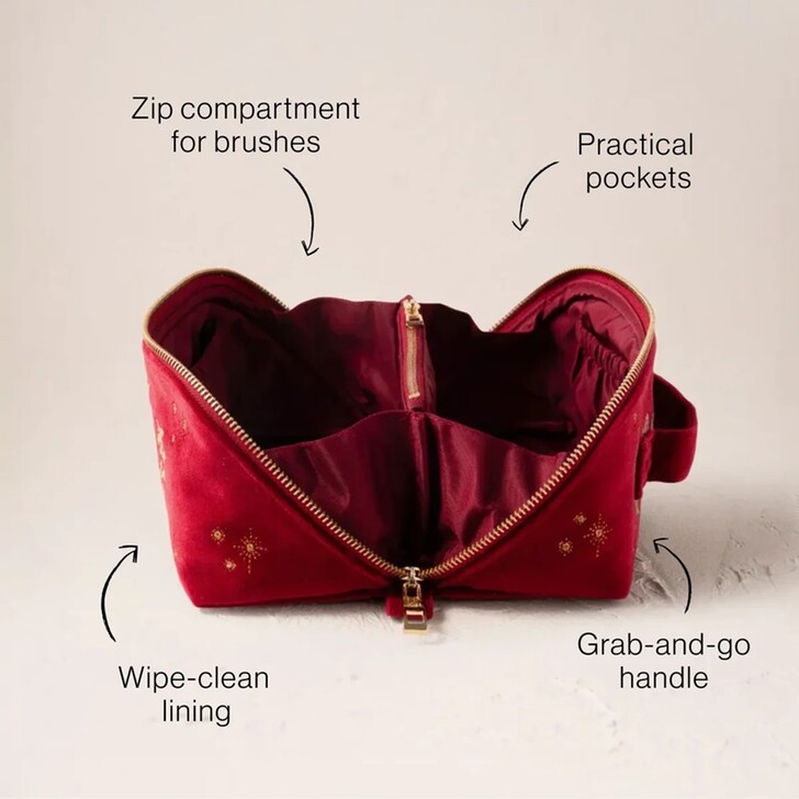 Elizabeth Scarlett Enchanted Heart Rouge Velvet Open Flat Makeup Bag