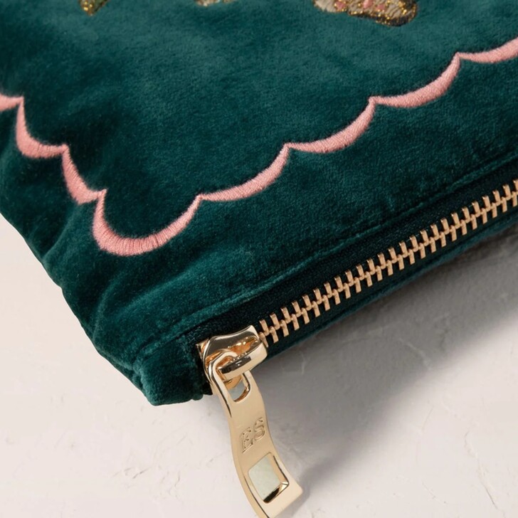 Elizabeth Scarlett Lily of the Valley Emerald Green Velvet Pouch