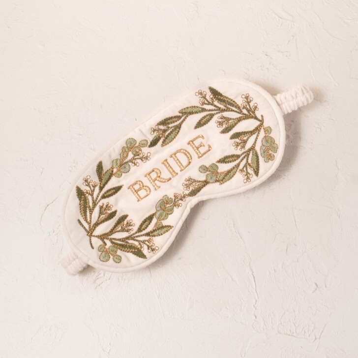 Elizabeth Scarlett Olive Branch Cream Velvet Bride Eye Mask