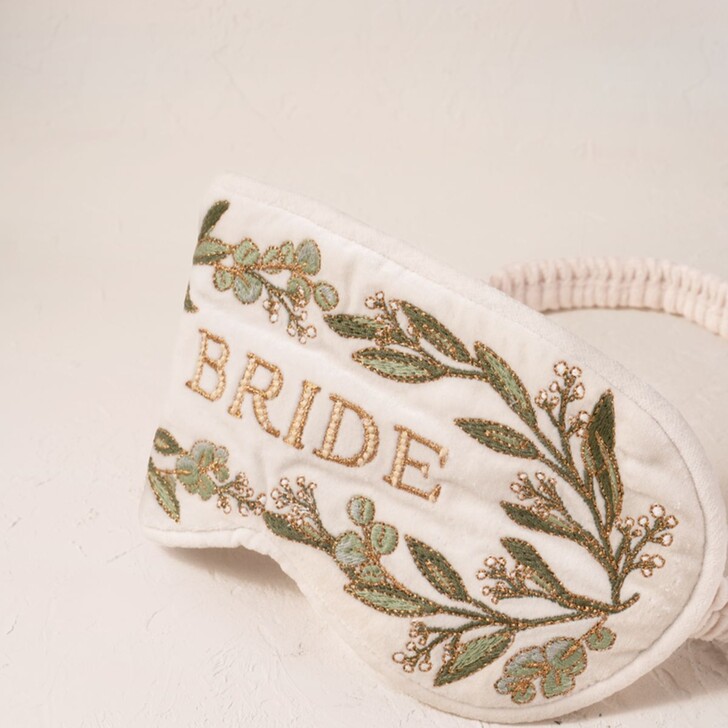 Elizabeth Scarlett Olive Branch Cream Velvet Bride Eye Mask