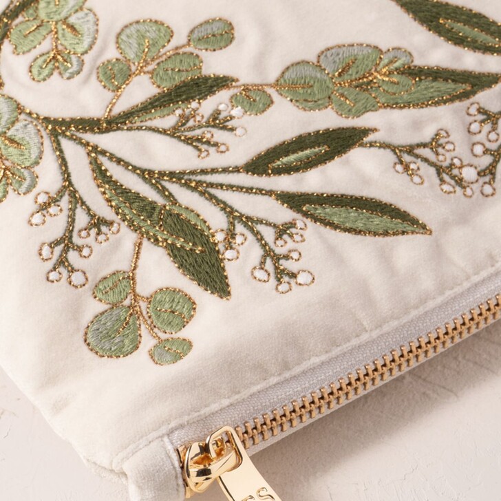 Elizabeth Scarlett Olive Branch Cream Velvet Bride Pouch