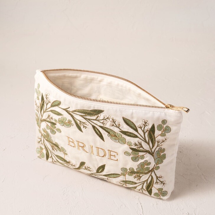 Elizabeth Scarlett Olive Branch Cream Velvet Bride Pouch