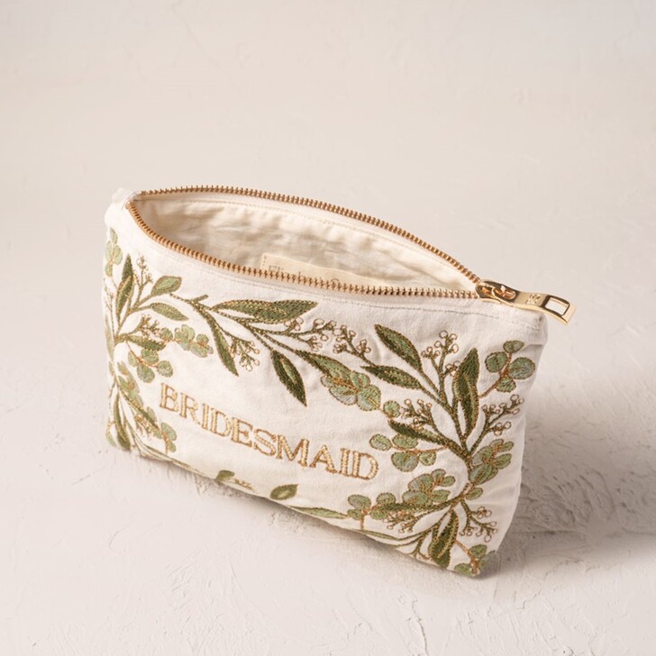 Elizabeth Scarlett Olive Branch Cream Velvet Bridesmaid Mini Pouch