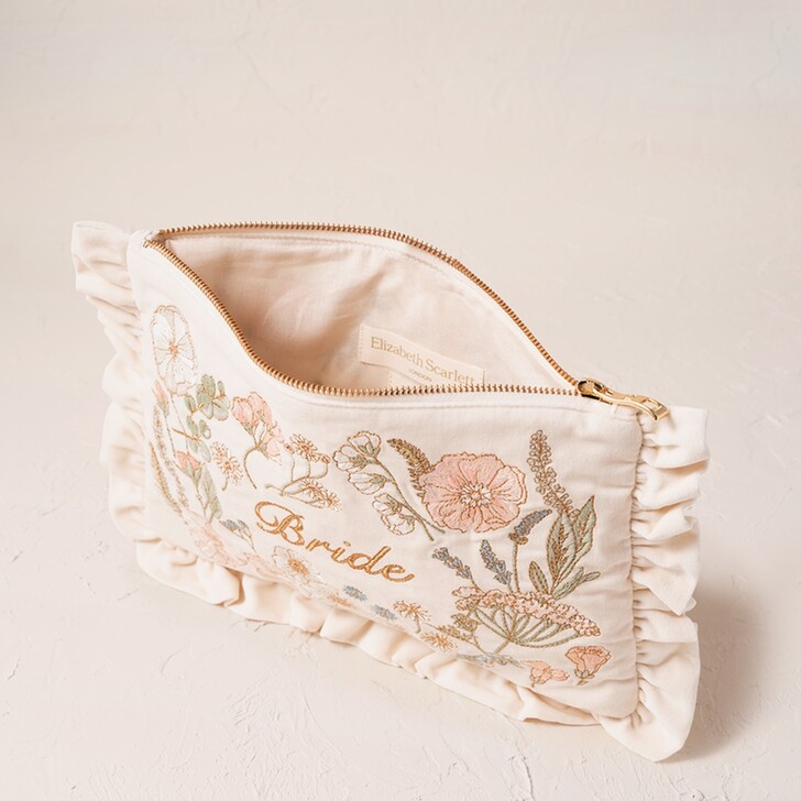 Elizabeth Scarlett Pressed Flowers Cream Velvet Frill Bride Pouch