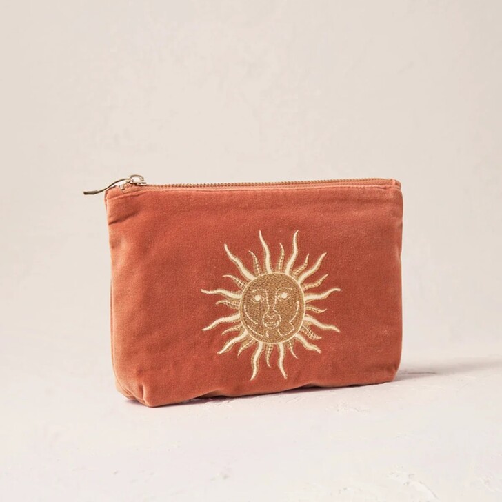 Elizabeth Scarlett Sun Goddess Rust Velvet Mini Pouch
