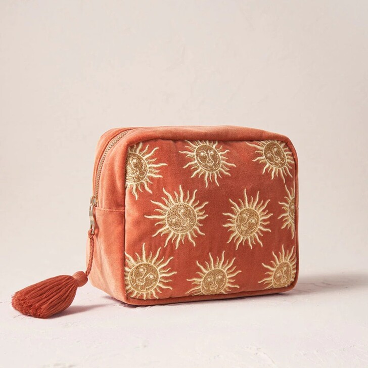 Elizabeth Scarlett Sun Goddess Rust Velvet Wash Bag