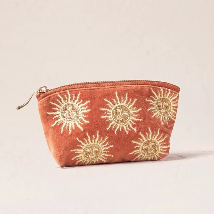 Elizabeth Scarlett Sun Goddess Rust Velvet Coin Purse