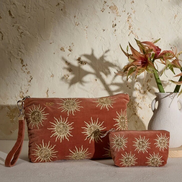 Elizabeth Scarlett Sun Goddess Rust Velvet Coin Purse