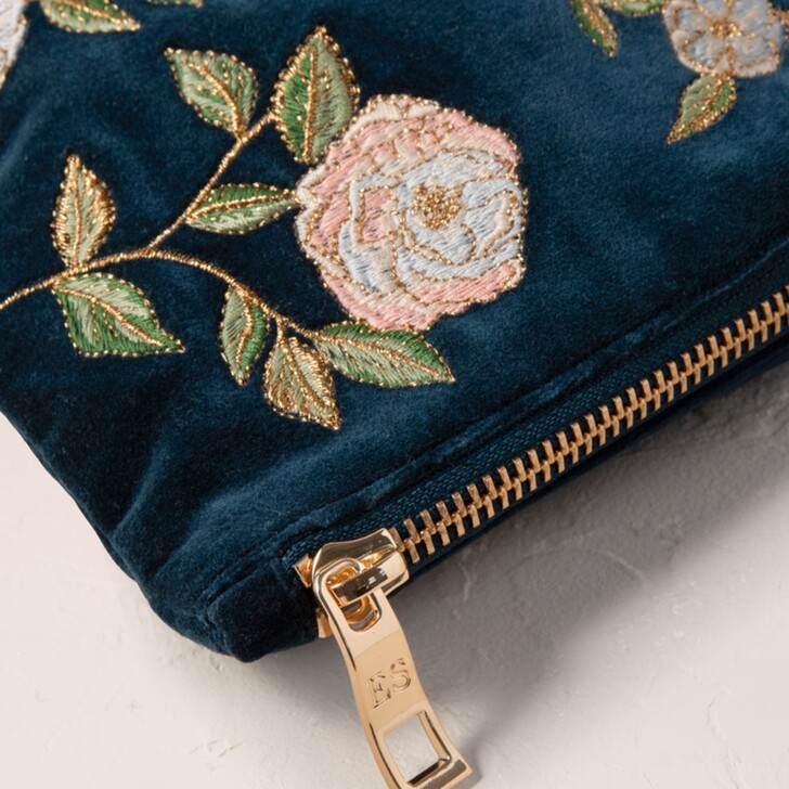Elizabeth Scarlett Wild Rose Ink Blue Velvet Everyday Pouch