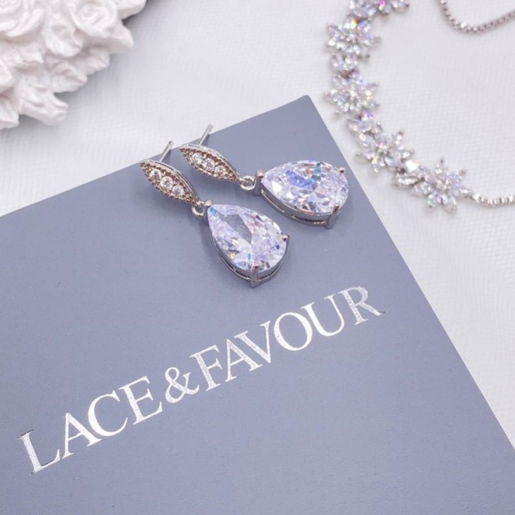 Ellie Silver Teardrop Crystal Earrings