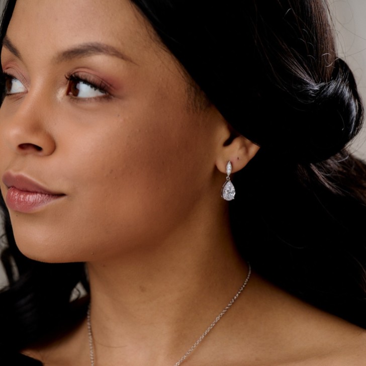 Ellie Silver Teardrop Crystal Earrings