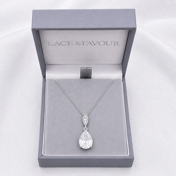 Ellie Silver Teardrop Crystal Pendant