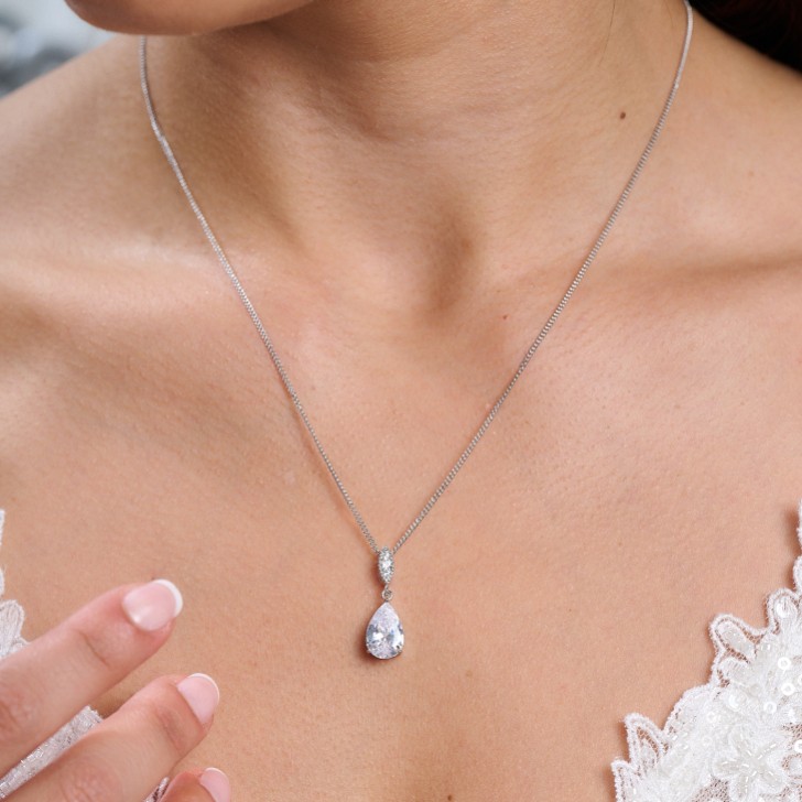Ellie Silver Teardrop Crystal Pendant