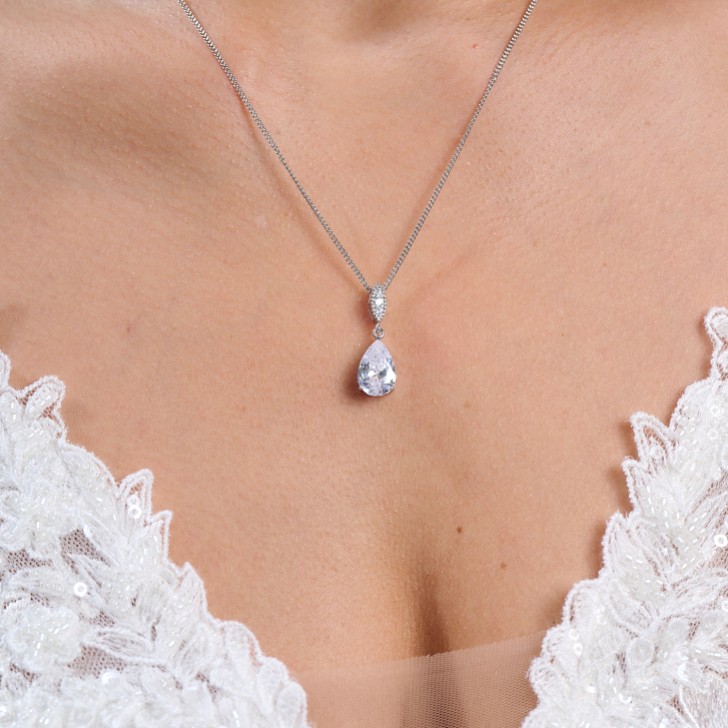 Ellie Silver Teardrop Crystal Pendant