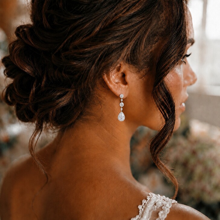 Eternal Chandelier Crystal Wedding Earrings (Silver)