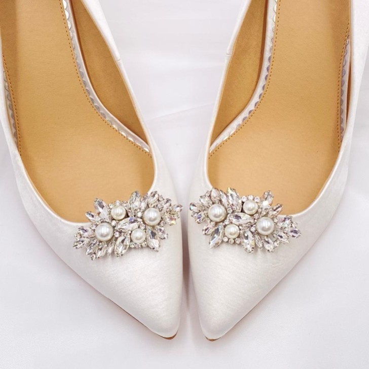 Euphoria Pearl and Crystal Brooch Shoe Clips