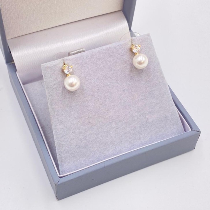Evie Gold Dainty Pearl Stud Earrings