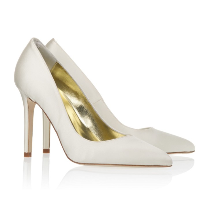 Freya Rose Charlie Ivory Satin Pointed Toe Court Shoes