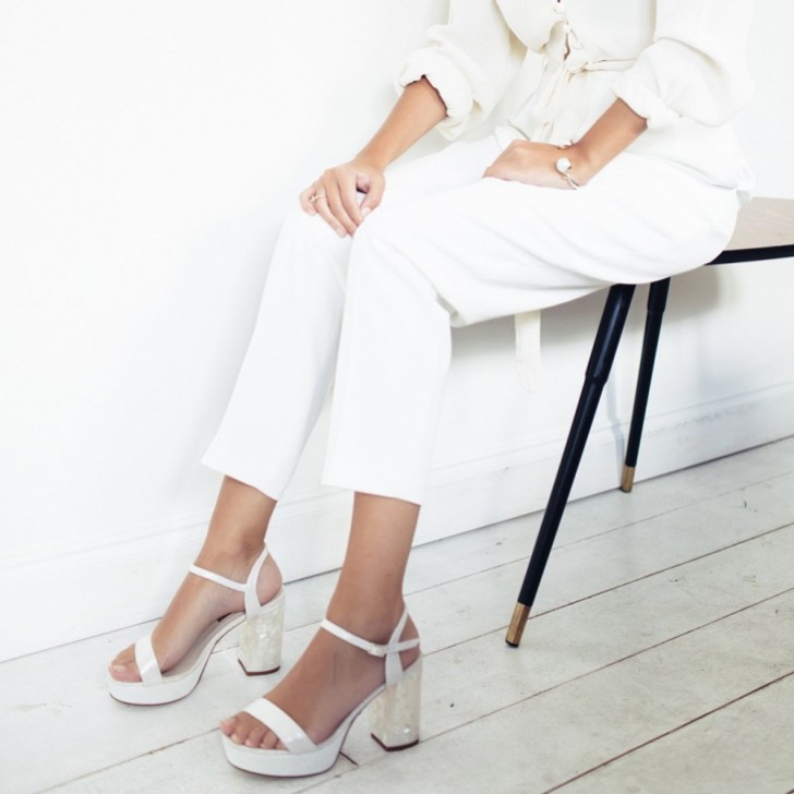 Freya Rose Gigi Ivory Suede Chunky Platform Sandals