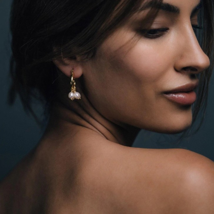 Freya Rose Gold Mini Hoop Earrings with Detachable Pearls