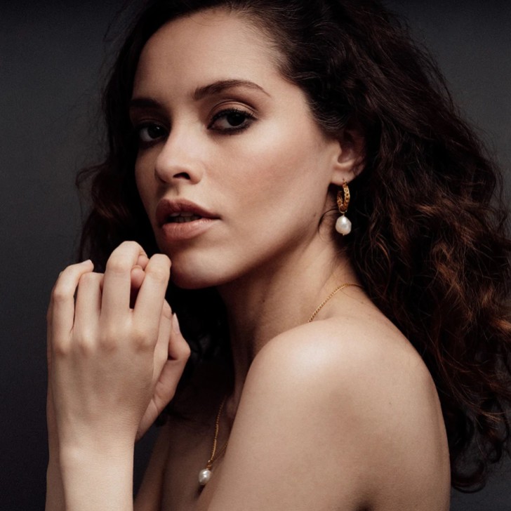 Freya Rose Gold Weave Mini Hoop Earrings with Baroque Pearls