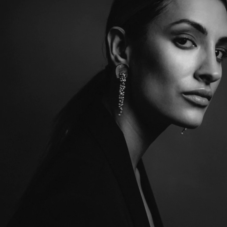 Freya Rose Hakuro Grey Mother of Pearl Long Drop Earrings