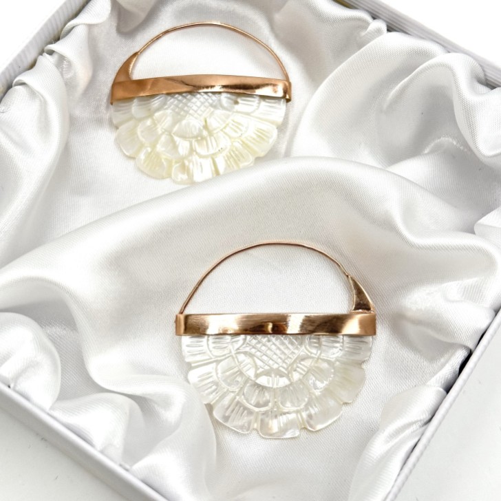 Freya Rose Hand Carved Mother of Pearl Rose Hoop Earrings