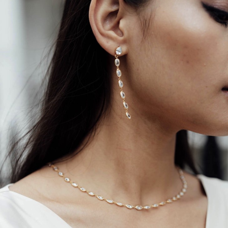 Freya Rose Oval Crystal Gold Framed Necklace