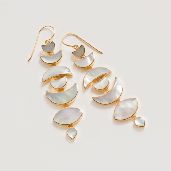 Freya Rose Warrioress Gold Mother of Pearl Moon Drop Earrings