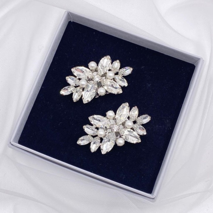 Gaiety Classic Pearl and Crystal Shoe Clips