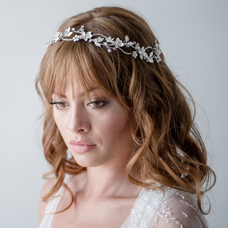 Gardenia Entwined Beaded and Crystal Floral Hair Vine