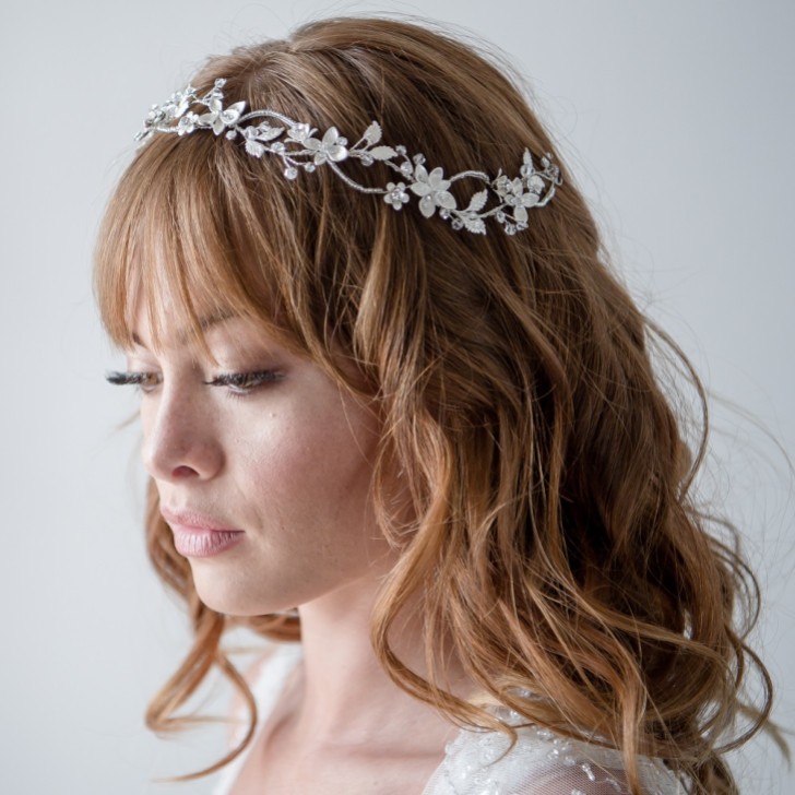 Gardenia Entwined Beaded and Crystal Floral Hair Vine