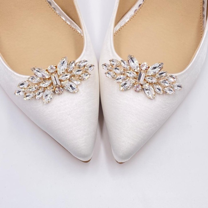 Glamour Gold Classic Crystal Shoe Clips