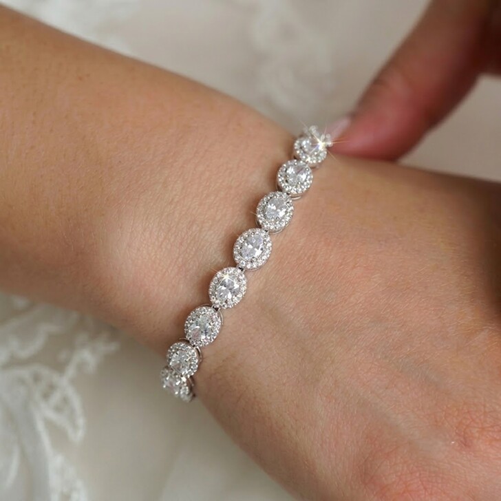 Grosvenor Oval Crystal Embellished Wedding Bracelet