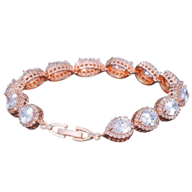 Hampton Teardrop Cubic Zirconia Wedding Bracelet (Rose Gold)