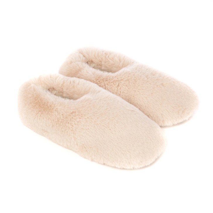 Helen Moore Beige Faux Fur Slippers