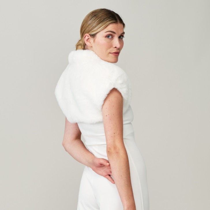 Helen Moore Ivory Faux Fur Bridal Bolero