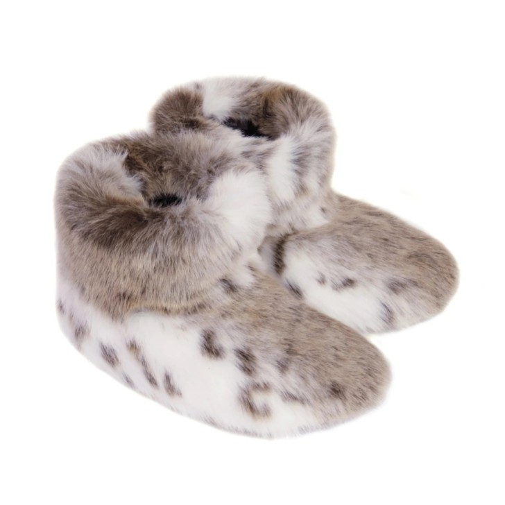 Helen Moore Lynx Animal Print Faux Fur Slipper Boots