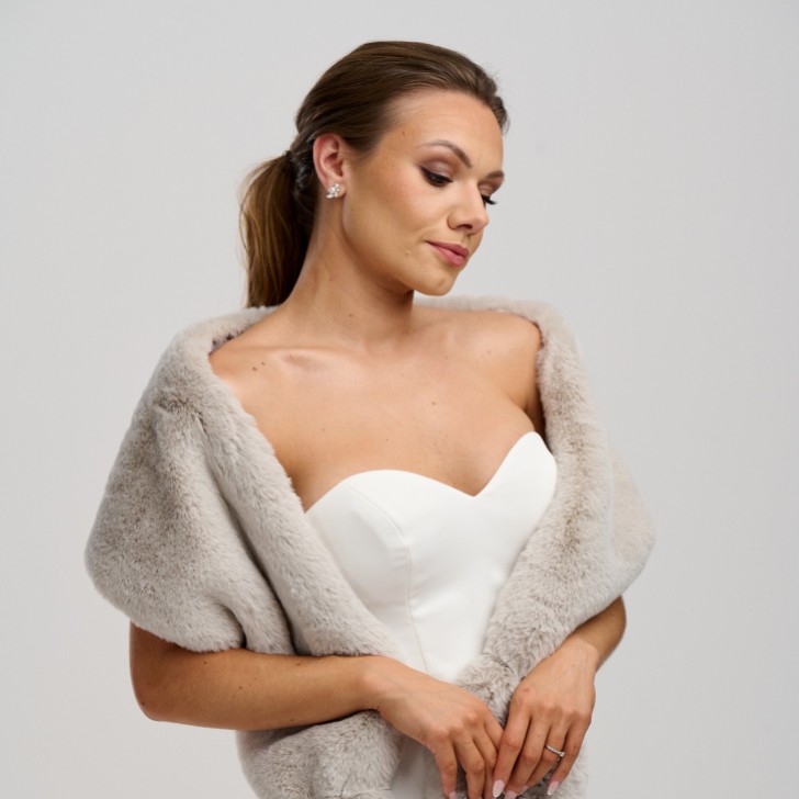 Helen Moore Mist Grey Vixen Faux Fur Stole