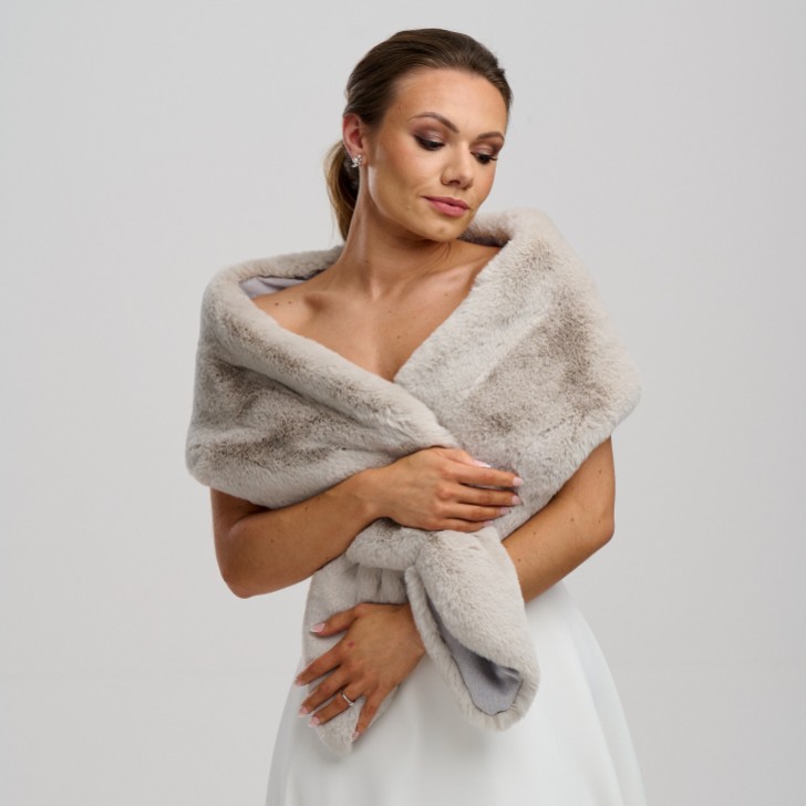 Helen Moore Mist Grey Vixen Faux Fur Stole