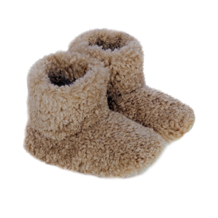 Helen Moore Taupe Faux Sheepskin Slipper Boots