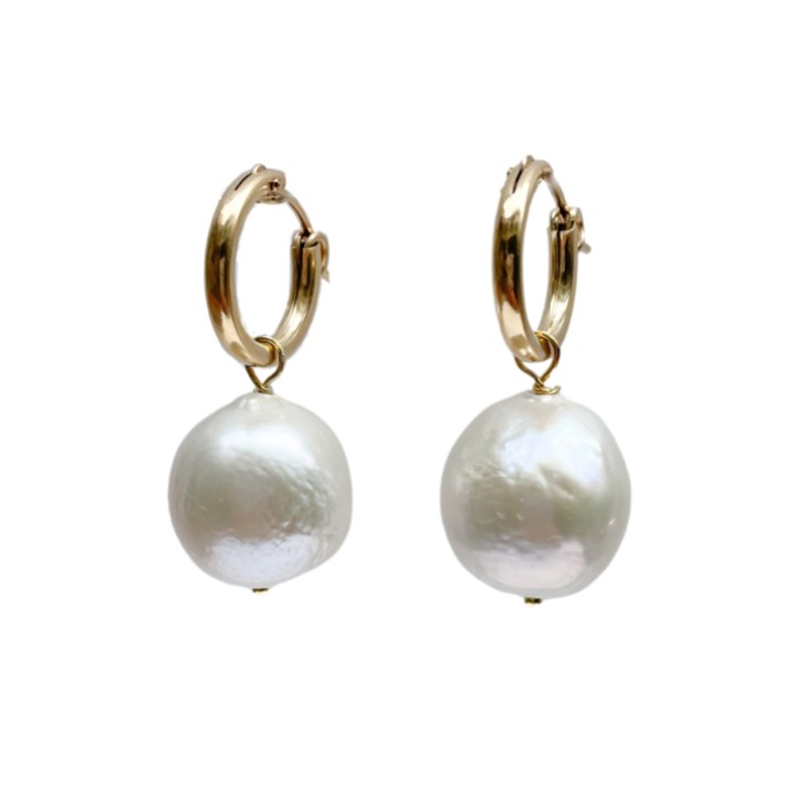 Hermione Harbutt Adele Large Baroque Pearl Hoop Earrings