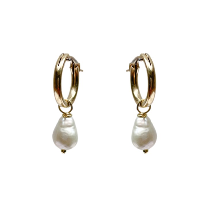 Hermione Harbutt Adele Petite Baroque Pearl Hoop Earrings