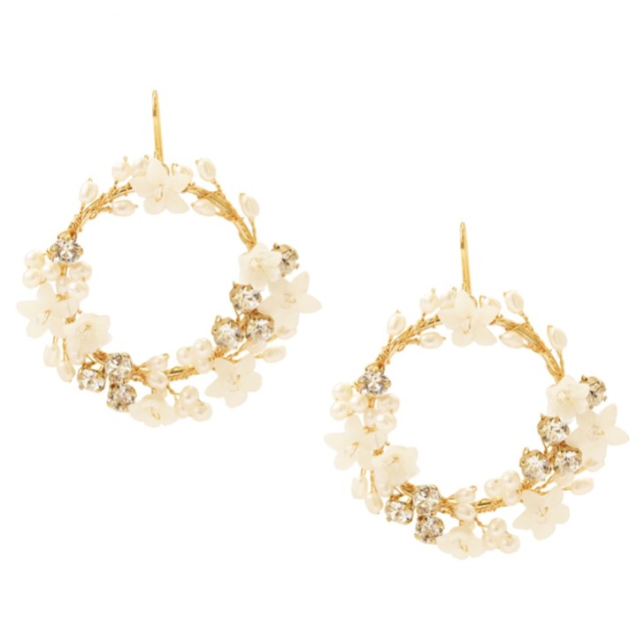 Hermione Harbutt Elspeth Mother of Pearl Flowers Hoop Earrings