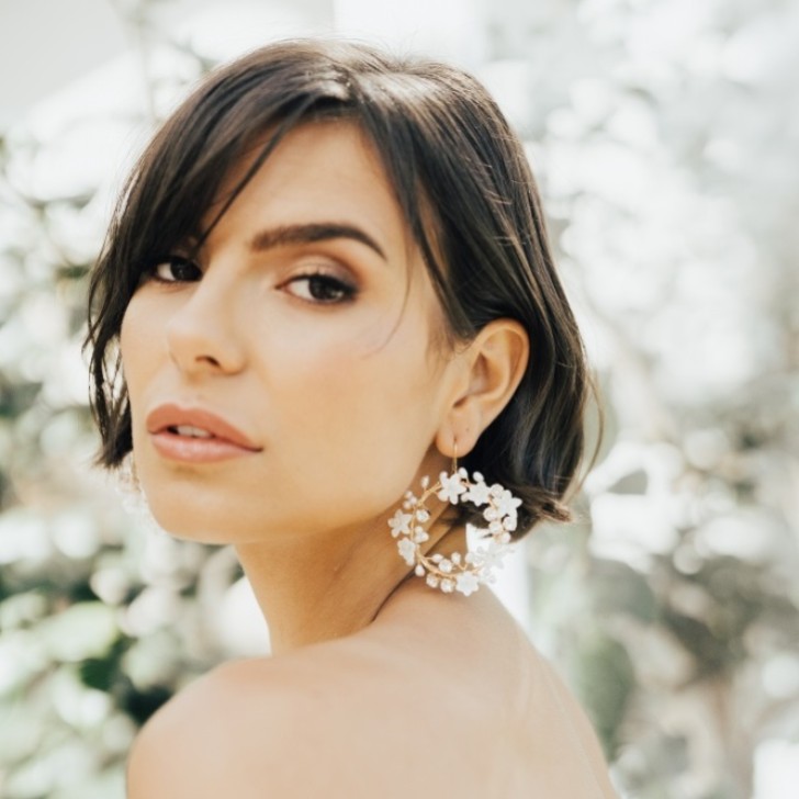 Hermione Harbutt Elspeth Mother of Pearl Flowers Hoop Earrings