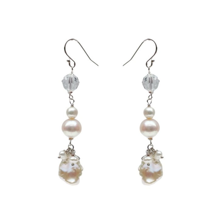 Hermione Harbutt Oslo Baroque Pearl and Crystal Drop Earrings