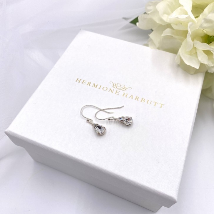 Hermione Harbutt Paris Silver Crystal Teardrop Earrings