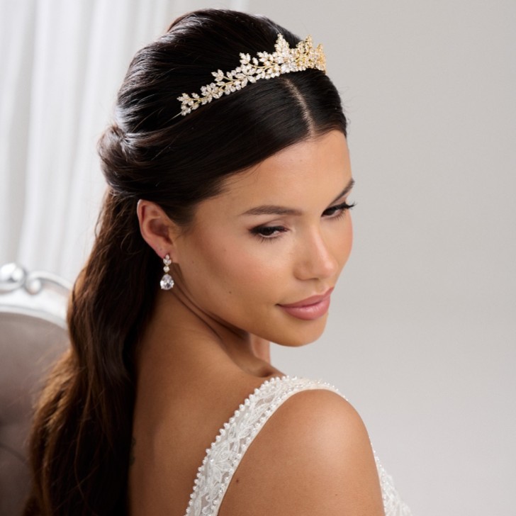 Highgrove Gold Cubic Zirconia Crystal Bridal Tiara